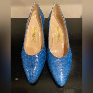 🐊CLEO BOTTIER ALLIGATOR PUMPS NWT Size-7.5 Blue